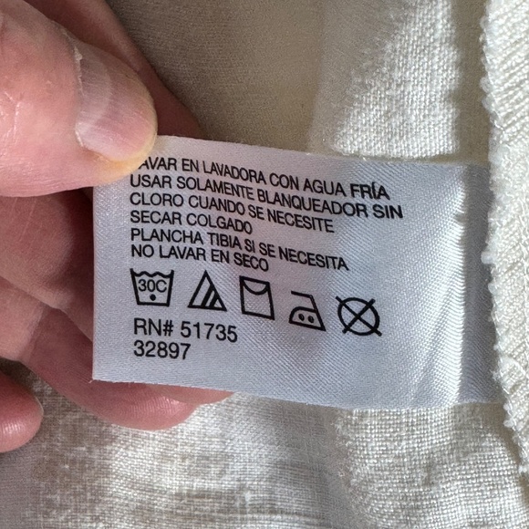 David Dart Ivory 100% Linen Asymmetrical Button 3/4 Sleeve Tunic Sz L - Picture 4 of 6